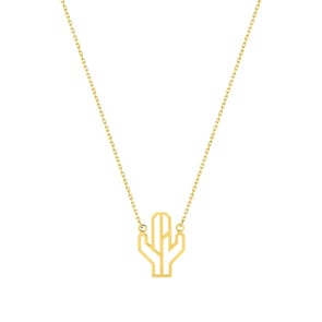 Collier mit Anhänger 750/18 K Gelbgold 42cm, Kaktus