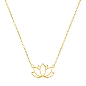 Collier or jaune 750/18 ct 42cm, Fleur de lotus