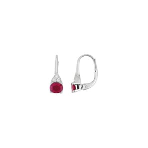Ohrringe 750/18 K Weissgold mit Rubin 0.90ct. und Diamanten 0.06ct.