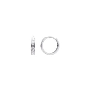 Créoles or gris 750/18 ct avec zircones