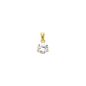 Pendentif solitaire or jaune 750/18 ct avec zircone Ø 8mm