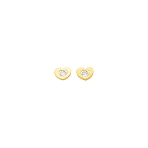 Ohrstecker 750/18 K Gelbgold mit Zirkonia, Herz