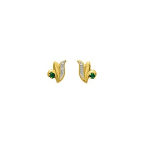 Clous d'oreilles or jaune 750/18 ct avec émeraude