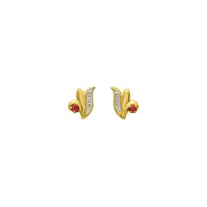 Clous d'oreilles or jaune 750/18 ct avec rubis