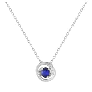 Collier or gris 750/18 ct avec saphir und zircones