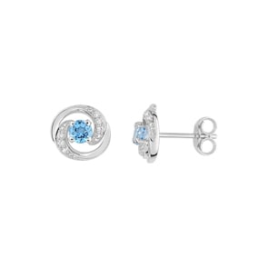 Ohrstecker 750/18 K Weissgold mit Blautopas und Zirkonia