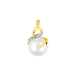 Anhänger 750/18 K Gelbgold mit Süsswasserzuchtperle und Diamant 0.01ct.
