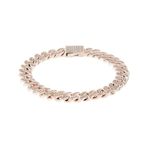 8mm Bracelet Cuban Link plaqué or rosé avec zircones