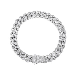 8mm Cuban Link Panzerarmband Weiss vergoldet mit Zirkonia