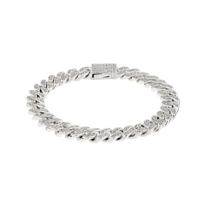 8mm Cuban Link Panzerarmband Weiss vergoldet mit Zirkonia