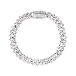 8mm Bracelet Prong Cuban Link Argent 925 avec zircones