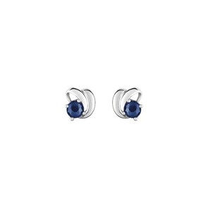 Clous d'oreilles or gris 750/18 ct avec saphir