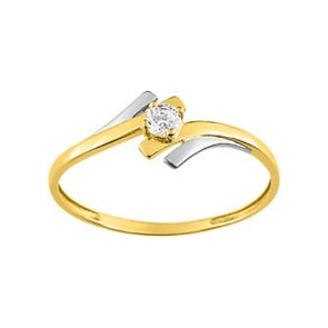 Damenring 750/18 K Gelbgold bicolor mit Zirkonia