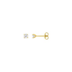Stud Earrings 750/18 K Yellow Gold with Cubic Zirconia 4 Prongs Ø 3.5mm