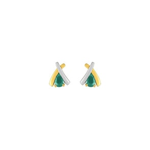 Clous d'oreilles or jaune 750/18 ct avec émeraude