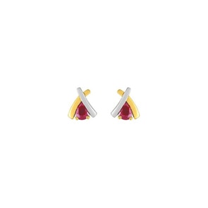 Clous d'oreilles or jaune 750/18 ct avec rubis