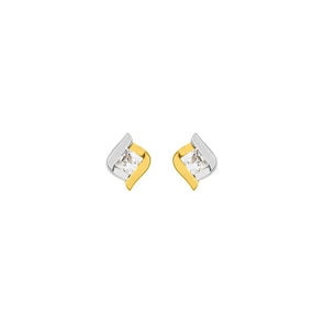 Ohrstecker 750/18 K Gelbgold bicolor mit Zirkonia