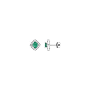 Ohrstecker 750/18 K Weissgold mit Smaragd 0.70ct. und Diamanten 0.04ct.