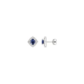 Ohrstecker 750/18 K Weissgold mit Saphir 0.95ct. und Diamanten 0.04ct.