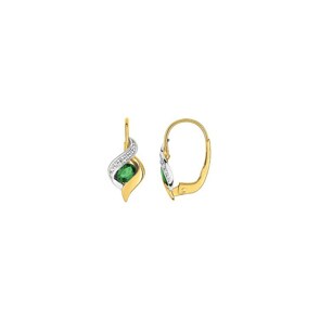Ohrringe 750/18 K Gelbgold mit Smaragd und Diamant 0.01ct.