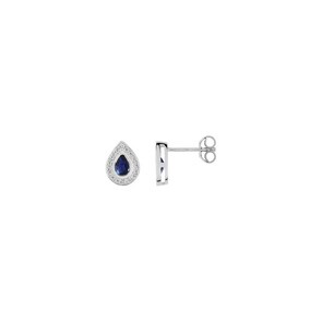 Ohrstecker 750/18 K Weissgold mit Saphir und Diamant 0.01ct.