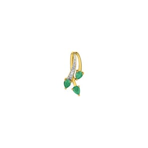 Pendentif or jaune 750/18 ct avec 3 émeraudes et diamants 0.01ct.
