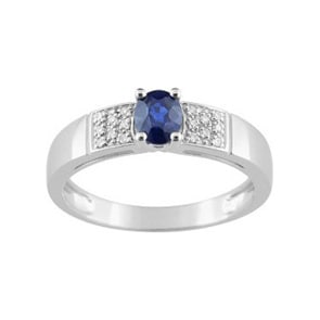 Ring 750/18 K White Gold with Sapphire 0.47ct. and Diamonds 0.04ct.