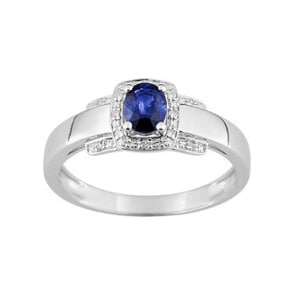 Ring 750/18 K White Gold with Sapphire and Diamonds 0.03ct.