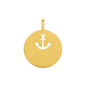 Plakette 750/18 K Gelbgold Ø 15mm, Anker