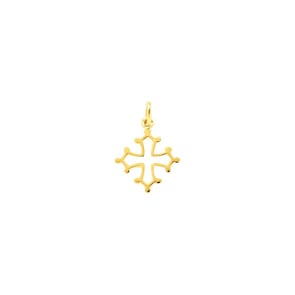 Pendentif or jaune 750/18 ct 18x18mm, Croix occitane