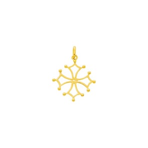 Pendentif or jaune 750/18 ct 23x23mm, Croix occitane