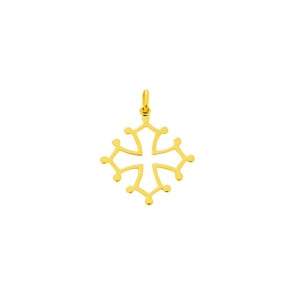 Pendentif or jaune 750/18 ct 26x26mm, Croix occitane