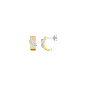 Ohrringe 750/18 K Tricolor mit Diamanten 0.048ct. H/p1