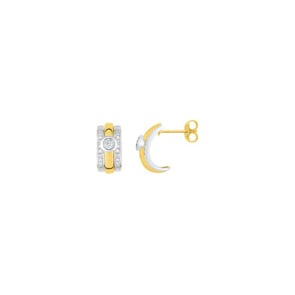 Ohrringe 750/18 K Gelb-/Weissgold mit Diamanten 0.068ct. H/p1