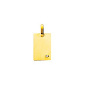 Engravable Pendant 750/18 K Yellow Gold with Diamond 0.04ct. 16x24mm
