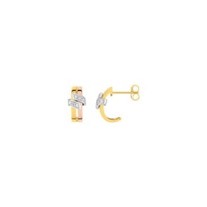 Ohrringe 750/18 K Tricolor mit Diamanten 0.028ct. H/p1