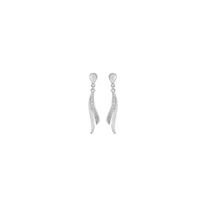 Boucles d'oreilles pendantes or gris 750/18 ct avec diamants 0.02ct. GH/p1p2
