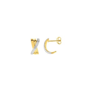 Ohrringe 750/18 K Gelb-/Weissgold mit Diamanten 0.03ct. H/p1