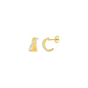 Boucles d'oreilles or bicolore 750/18 ct avec diamants 0.10ct. H/p1
