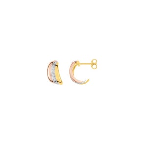 Ohrringe 750/18 K Tricolor mit Diamanten 0.036ct. H/p1