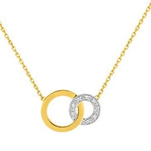 Collier 750/18 K Gelb-/Weissgold mit Diamanten 0.03ct. H/p1