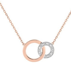 Collier 750/18 K Rosé-/Weissgold mit Diamanten 0.03ct. H/p1