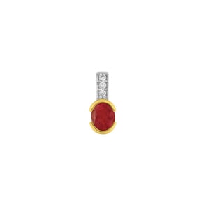 Pendentif or jaune 750/18 ct avec rubis et diamants 0.02ct.