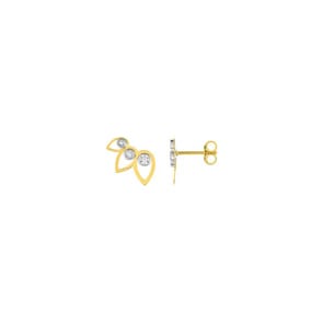 Clous d'oreilles or bicolore 750/18 ct avec diamants 0.03ct. H/p1