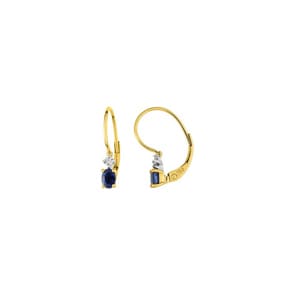 Ohrringe 750/18 K Gelbgold mit Saphir und Diamant 0.01ct.