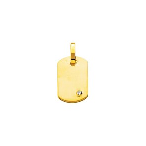 Plaquette or jaune 750/18 ct avec diamant 0.04ct. 15x22mm
