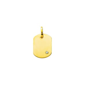Engravable Pendant 750/18 K Yellow Gold with Diamond 0.04ct. 14x19mm