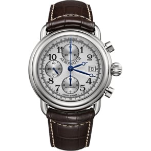 Aerowatch 1942 Automatic Chrono en cuir brun Ø 42mm