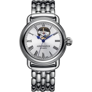 Aerowatch 1942 Automatic Open Heart Silbrig