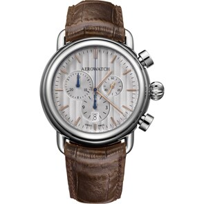 Aerowatch 1942 Chrono en cuir brun Ø 44mm